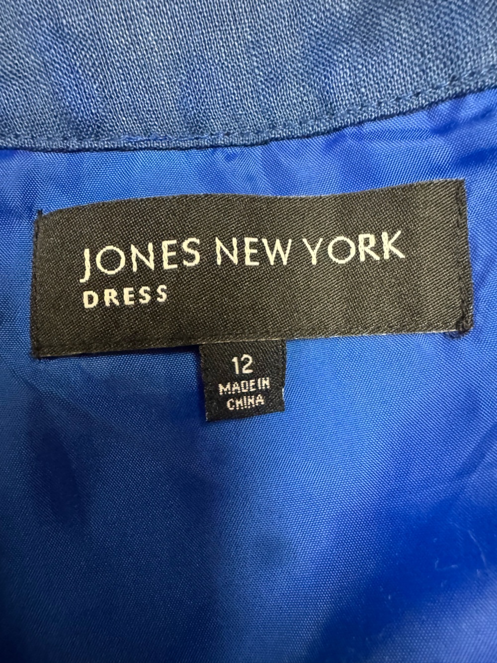 Jones New York 100% Linen Dress 12 Blue Midi Resort Travel Wedding Guest Summer - Picture 5 of 9